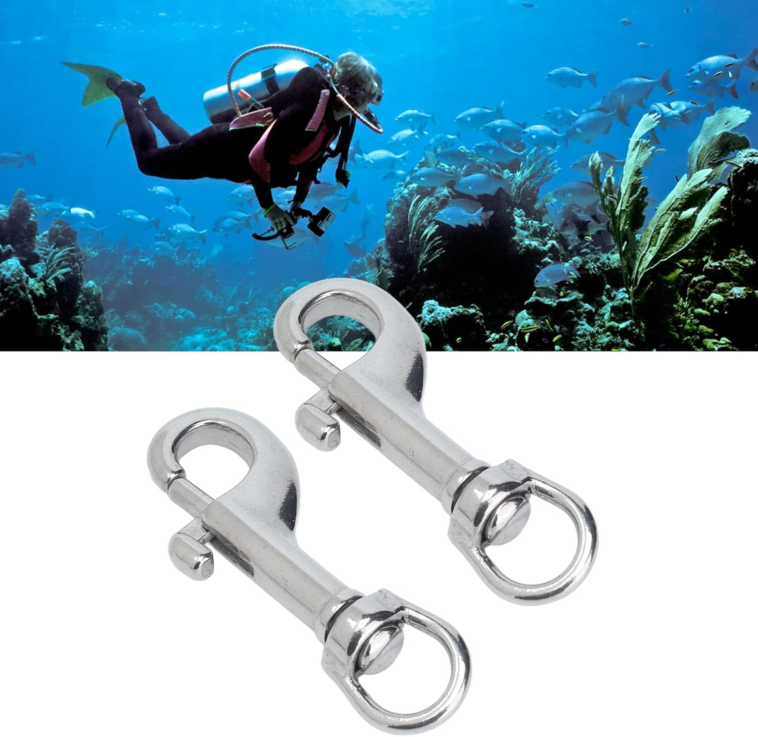 2 Pieces Universal Heavy Duty 316 Stainless Steel 65Mm Swivel Snap Hook for Diving Marine Applications Stainless Steel Clips Hardware Industrial Single Bolt image number 4