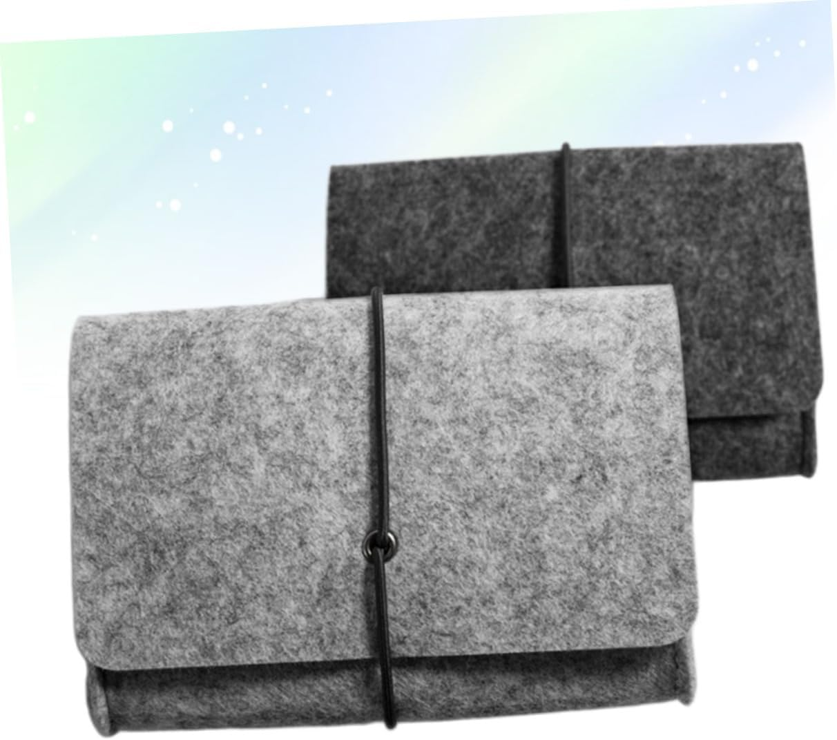 SHERCHPRY 2Pcs Felt Storage Bag Pockets Tote Bag Organizer Travel Organizer Felt Pouch for Passport Phone Electronics Light Grey image number 4