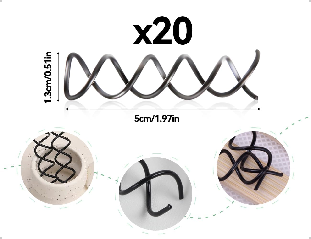 AOYEGIC Pack of 20 Spiral Hair Clips, Spiral Hair Accessories, Metal for DIY Hairstyle, Multi-Purpose Distortion Spin Clip for Children, Women, Home Use, Office Everyday Life, Going Out (Black) image number 1