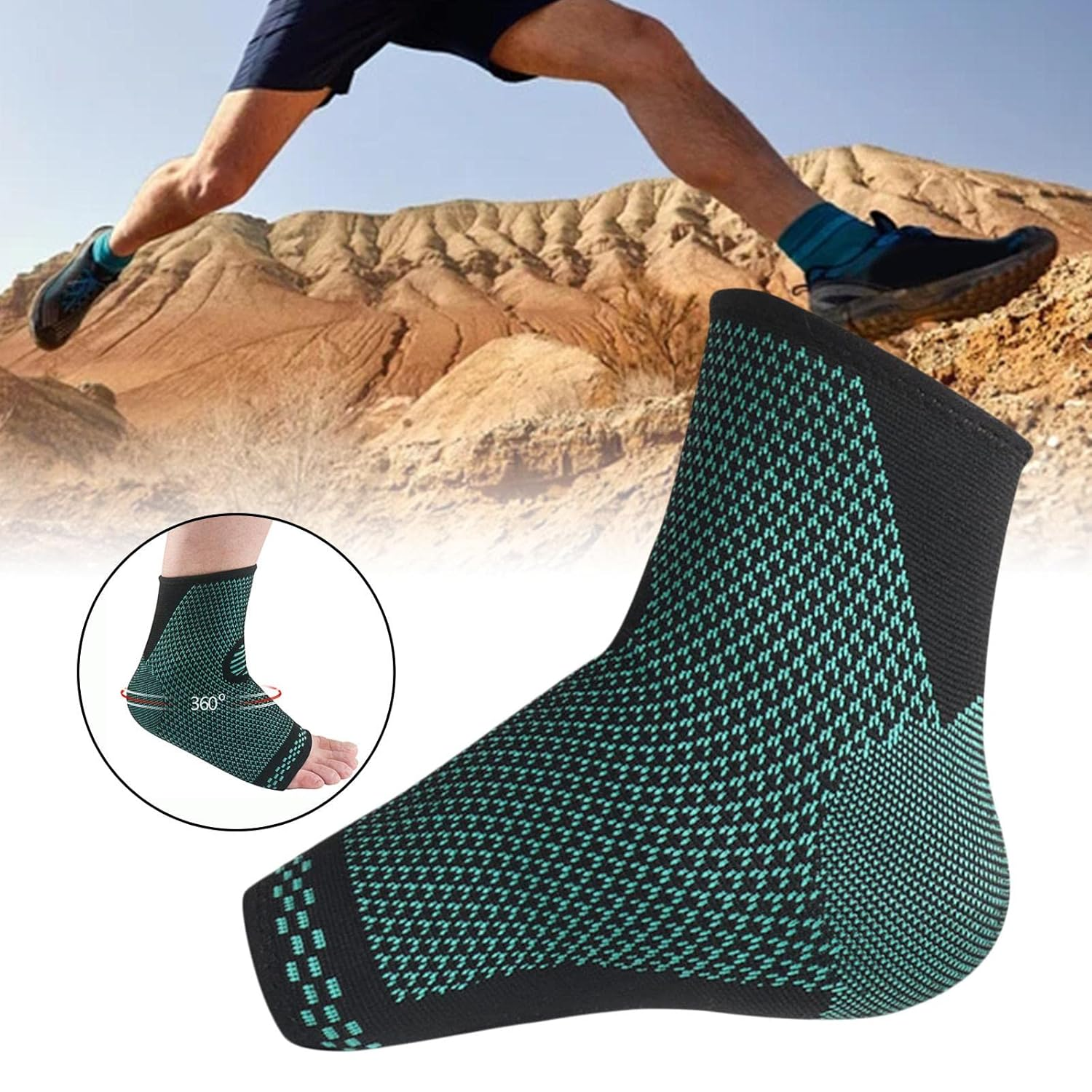 Ankle Brace for Basketball Players to Support Feet Male Female Size M, Green, 2 Pcs image number 1