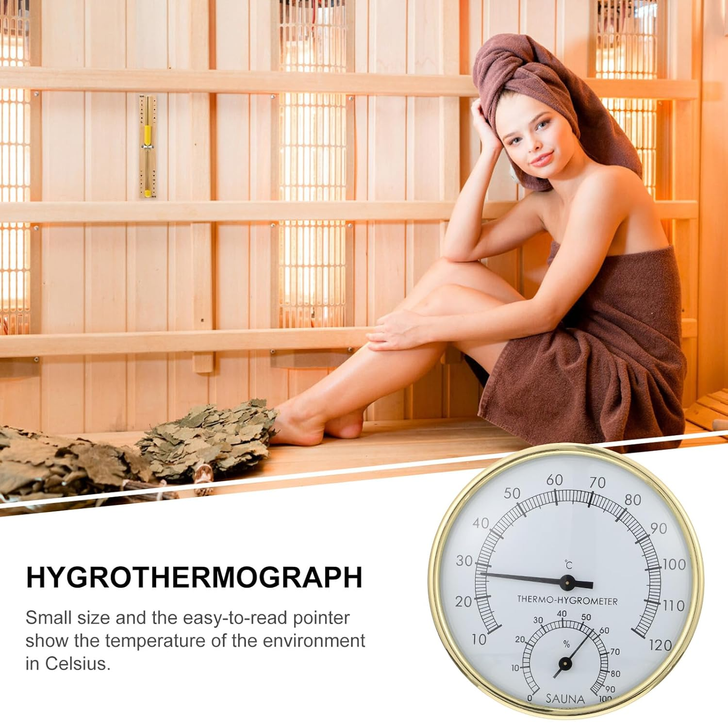Totority Practical Sauna Hygrothermograph Small Analog Thermometer Hygrometer with Design for Accurate Indoor Temperature and Humidity Monitoring in Sauna Rooms image number 1