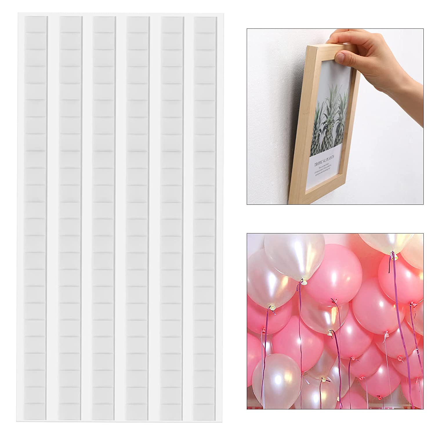 JULBEAR 288 Pcs Sticky Tack, Removable Adhesive Poster Putty, Reusable Wall Safe Mounting Tack for Hanging Pictures and Museum Art Photography (White, Blue, Pink) - 144, White image number 3