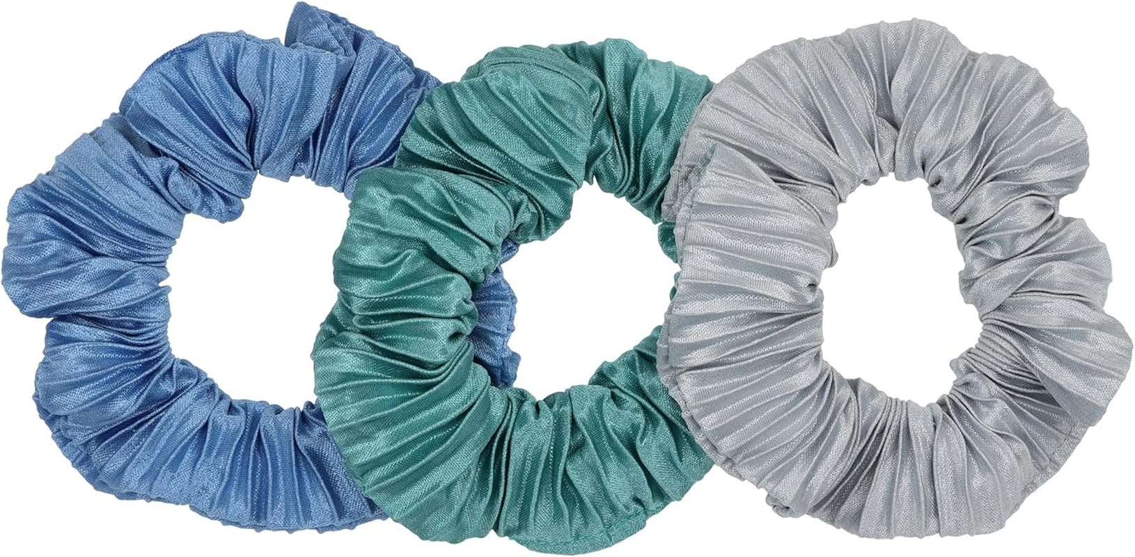 L. Erickson Large Pleated Satin Scrunchies, Alki 3 Pack Cool Multi Colors image number 3