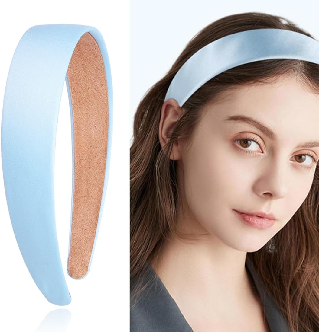 Tomedeks Pack of 3 Headbands for Women, Velvet Headband, Blue Hair Band, Faux Leather Headband for Women and Girls, Hard Plastic Headband, Plain, Thin Hair Bands (3 Colours) image number 3