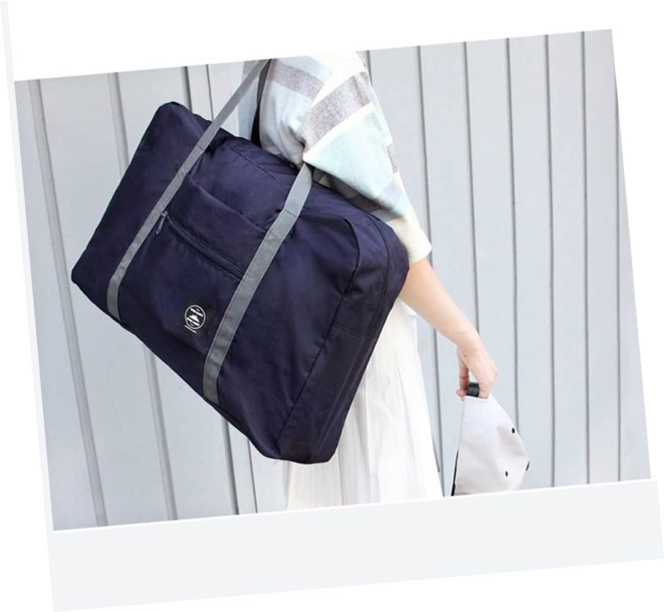 LIFKOME 2Pcs Travel Foldable Tote Bag Lightweight Storage Luggage Organizer for Fashion Trips Gym and Shopping Dark image number 5