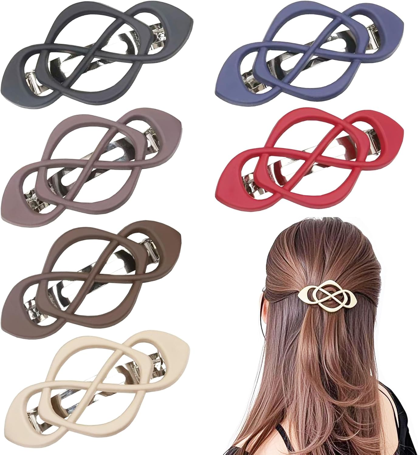 French Hair Barrettes for Women - 4 Pack Vintage Snap Hair Clips for Thick Hair, Elegant Retro Hair Accessories with Classic Design, Secure Hold Hair Clips for Women & Girls(Simple & Stylish)