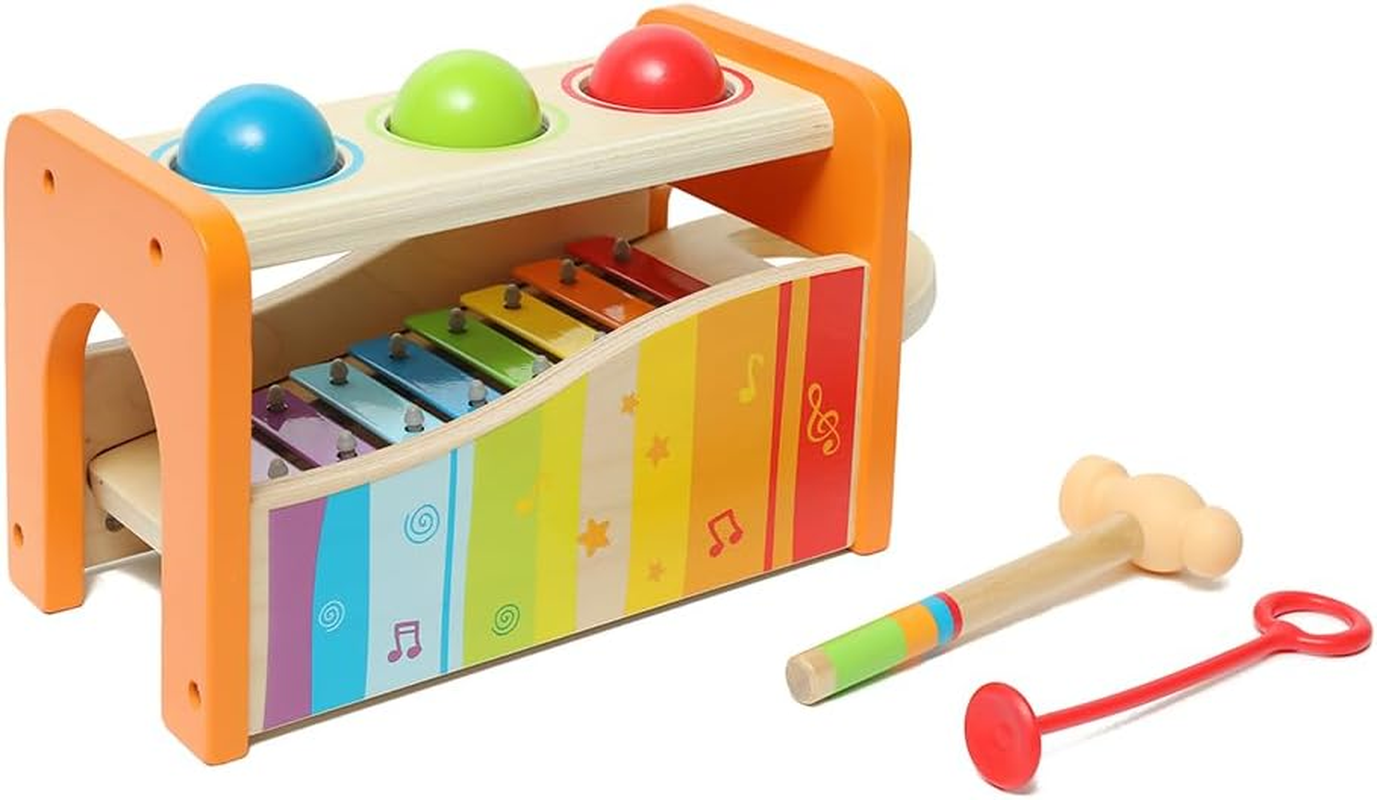 6Pc Hape Pound/Tap Bench Musical Keyboard/Xylophone Kids/Baby Wooden Toy 12M+