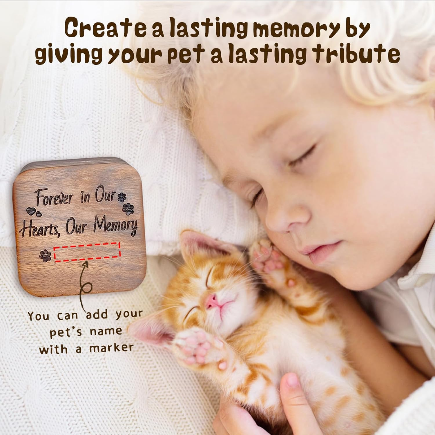 WINUSD Walnut Wood Pet Hair Keepsake Box, Memorial Gift for Loss of Dog Cat, Small Pet Urns for Ashes, Pet Loss Sympathy Gift image number 3