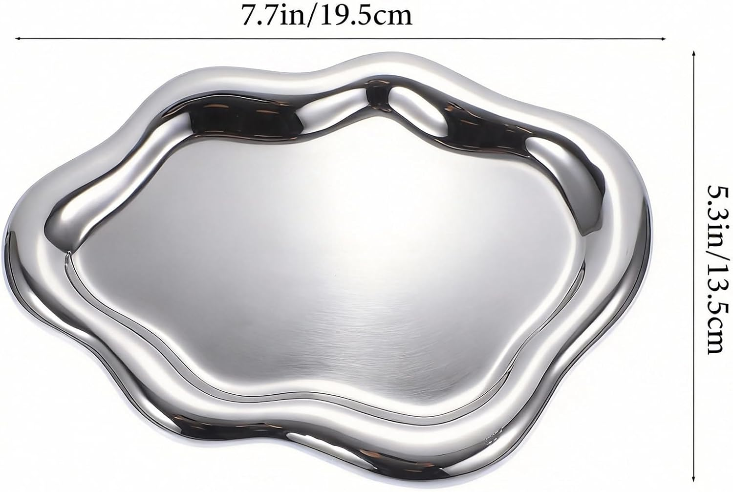 Cloud Trinket Dish - Silver Jewelry Tray Mirror Finish Ceramic Ring Holder, Modern Luxury Perfume Tray, Decorative Catchall Bowl for Entryway Table, Unique Christmas Birthday Gift-Silver - White image number 5