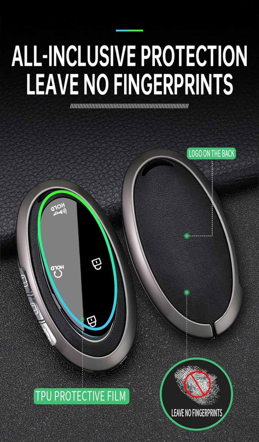 Ontto Metal Key Cover Fit for Hyundai Sonata Hybrid Santa Fe 2024 Key Fob,Leather Car Key Case Fit for Hyundai Ioniq 6 Kona - Brown image number 5