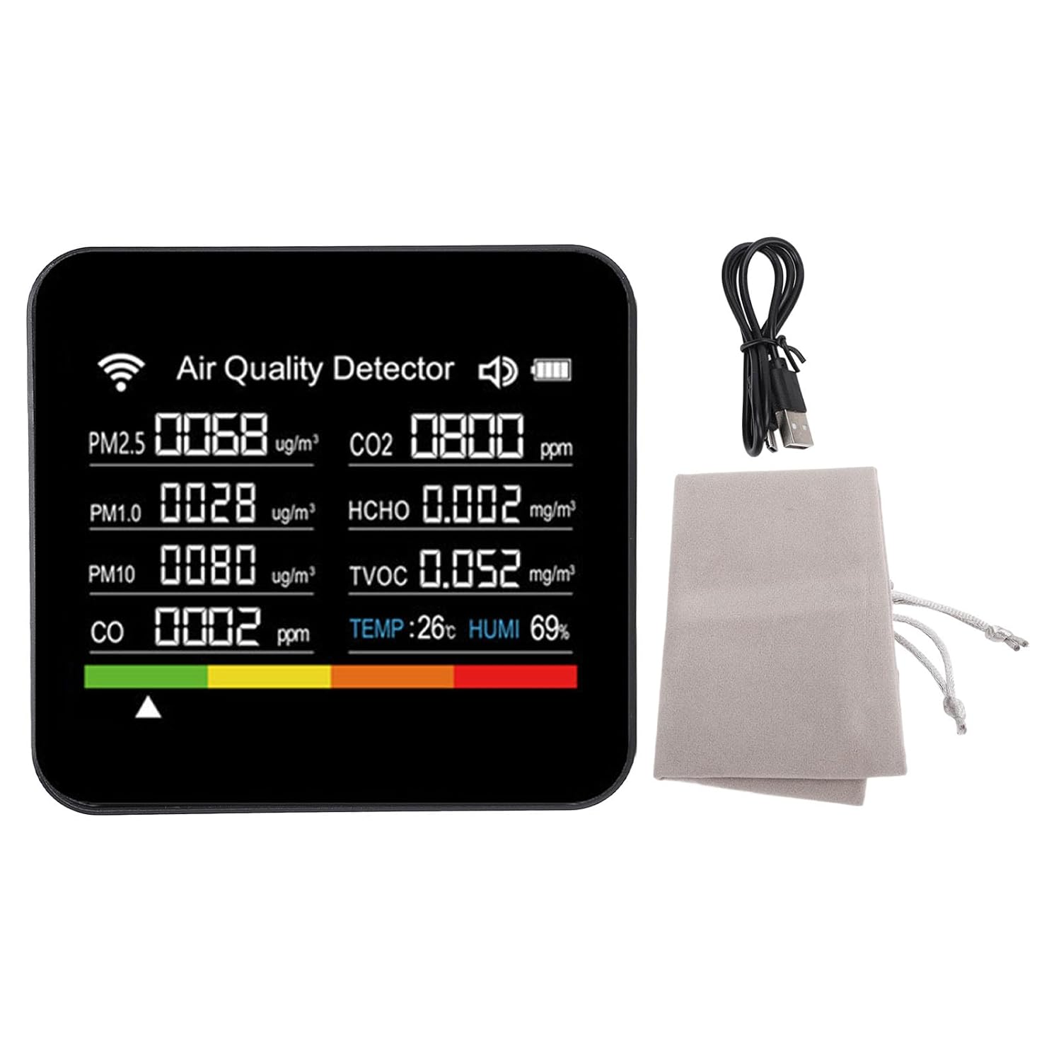 14 in 1 Indoor Air Quality Meter with Precise Sensor Wifi Connectivity Clear Display Screen for Smart APP image number 1