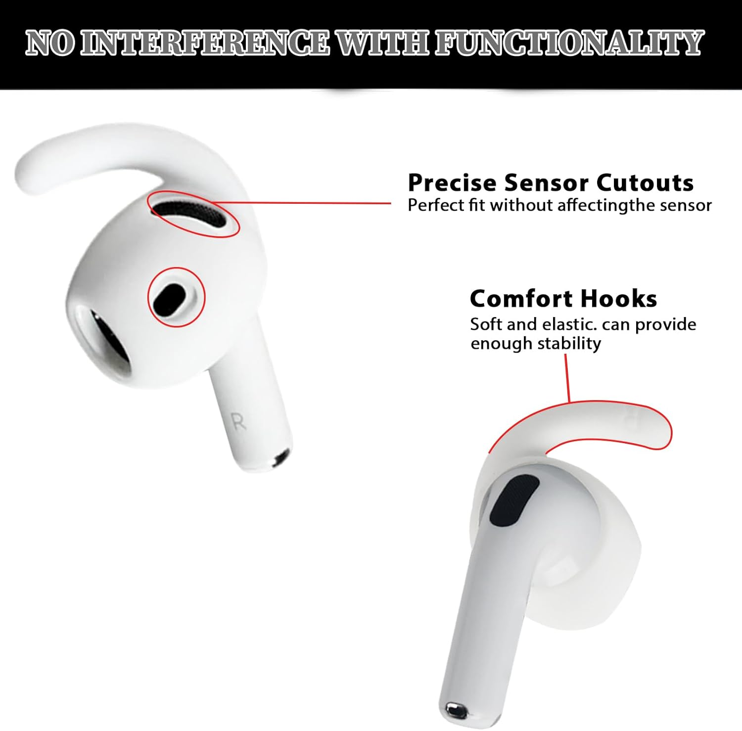 Ear Hooks for Airpods 4 (2024) [Added Storage Pouch] 4 Pairs Anti-Slip Ear Covers Silicone Accessories Compatible with Airpods 4Th Generation(White)