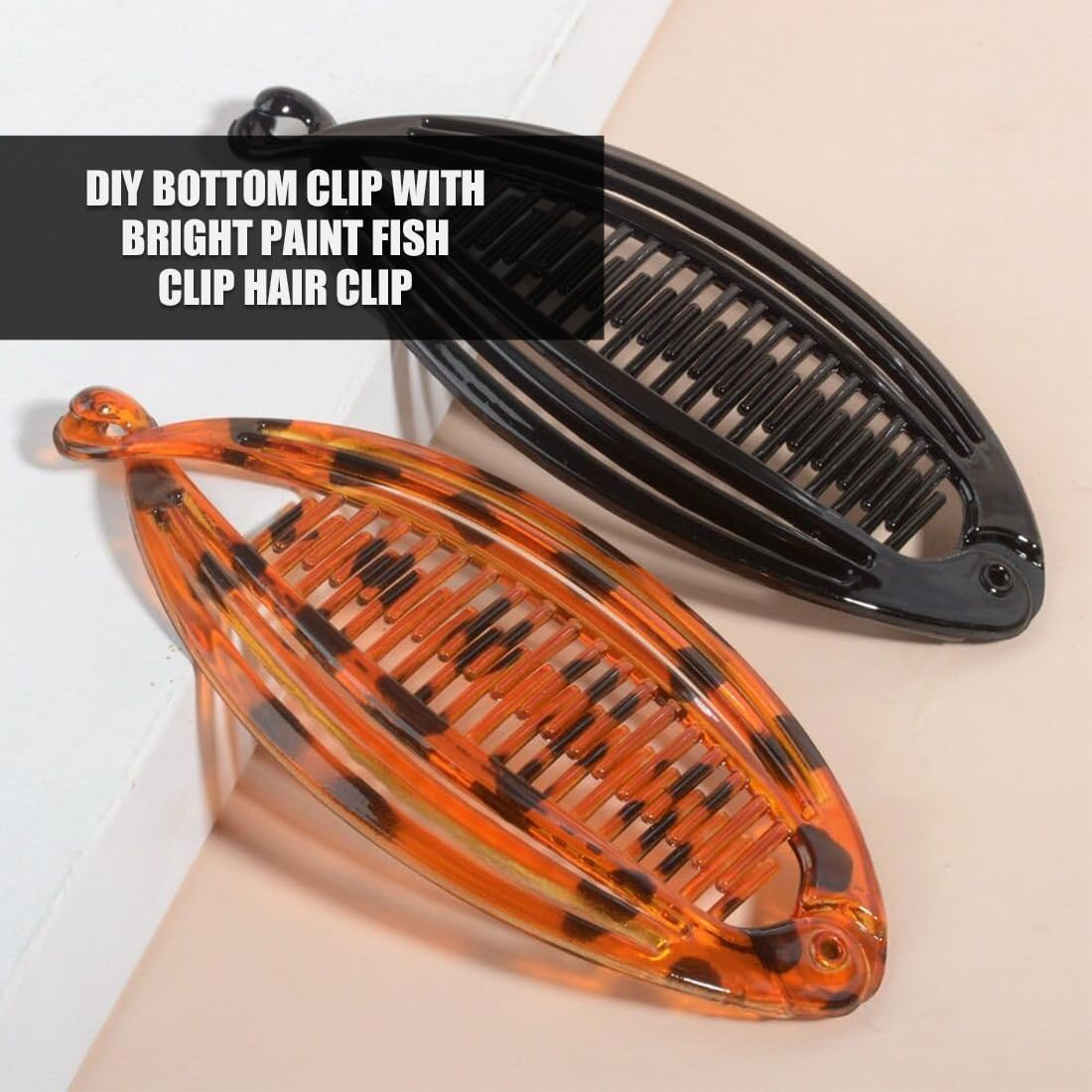 Pack of 3 Banana Clips Hair Clips Banana Fish Combs Fish Clips Banana Clip Hair Tinted Comb Handle Size 14 Cm for Women Girls Vintage Fishtail Hair Clip French image number 5