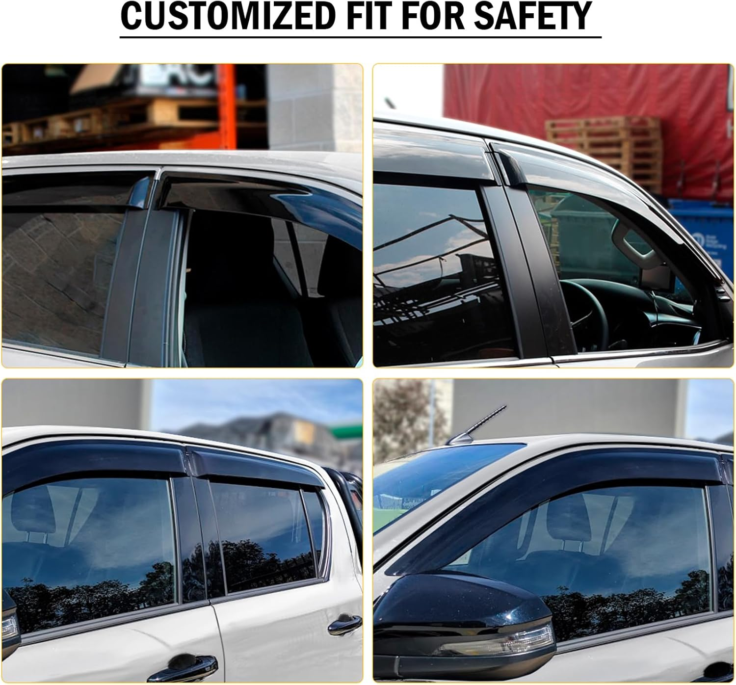 SUERAUTO4X4 for Toyota Hilux Rogue GR Sport Workmate Accessories N80 2015-2025 Dual Cab Weathershields Weather Shield Gurad Wind Deflectors Window Visor Injection Tinted Black, 4PCS image number 2