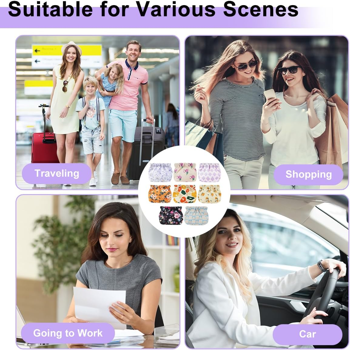 8 Pcs Mini Makeup Bag for Purse, Small Cosmetic Bag for Women, No Zipper Self-Closing Travel Bag, Snap Closure Organizer Pouch, Waterproof Portable Coin Purse Storage for Cosmetics Headphones Jewelry image number 4