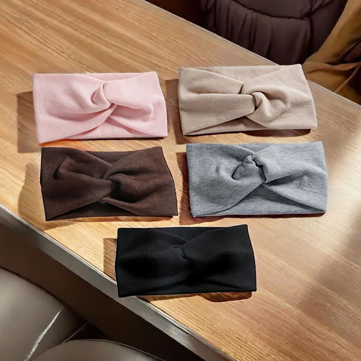 Pack of 5 Women'S Headbands, Elastic Hair Bands, Wide Headbands, Cotton Cross Headband, Women, Yoga Sports Hair Band with Bow, Soft Twisted Headband Women, Hair Accessories for Girls and Women image number 1