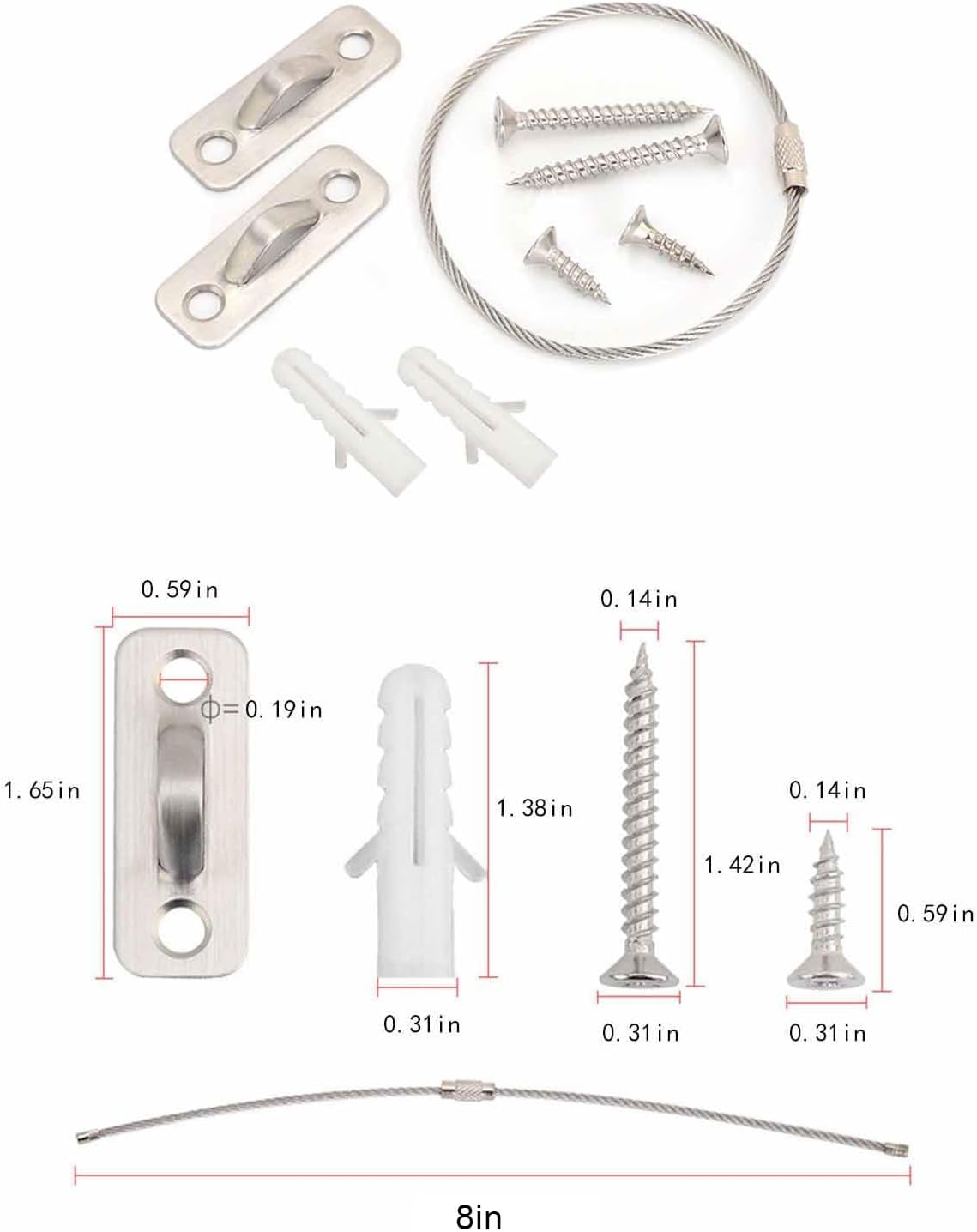 6 Pack Furniture Anchors Kit for Baby Proofing, Furniture Straps Use to Prevent Falling and anti Tip, Dresser or Cabinet to Wall Anchors, 8In
