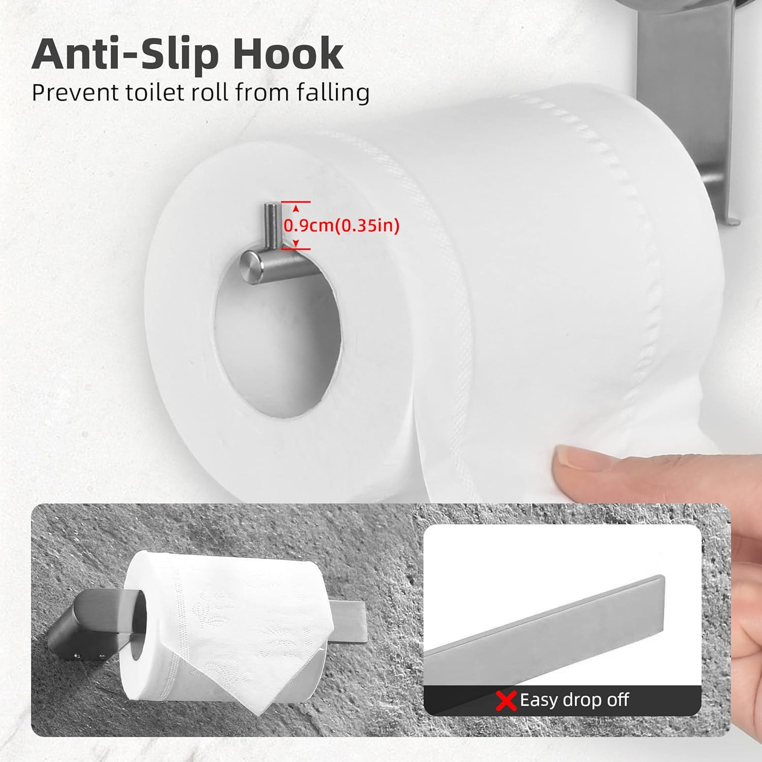 Toilet Paper Holder - JOMOLA Vacuum Suction Cup Toilet Paper Holder Bathroom Tissue Paper Stainless Steel Holder Toilet Paper Roll Dispenser Brushed Finish image number 2