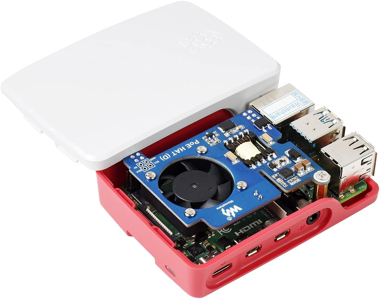 Waveshare POE Hat,Power over Ethernet HAT (D) for Raspberry Pi 3B+/4B 802.3Af-Compliant Official Case Compatible image number 5