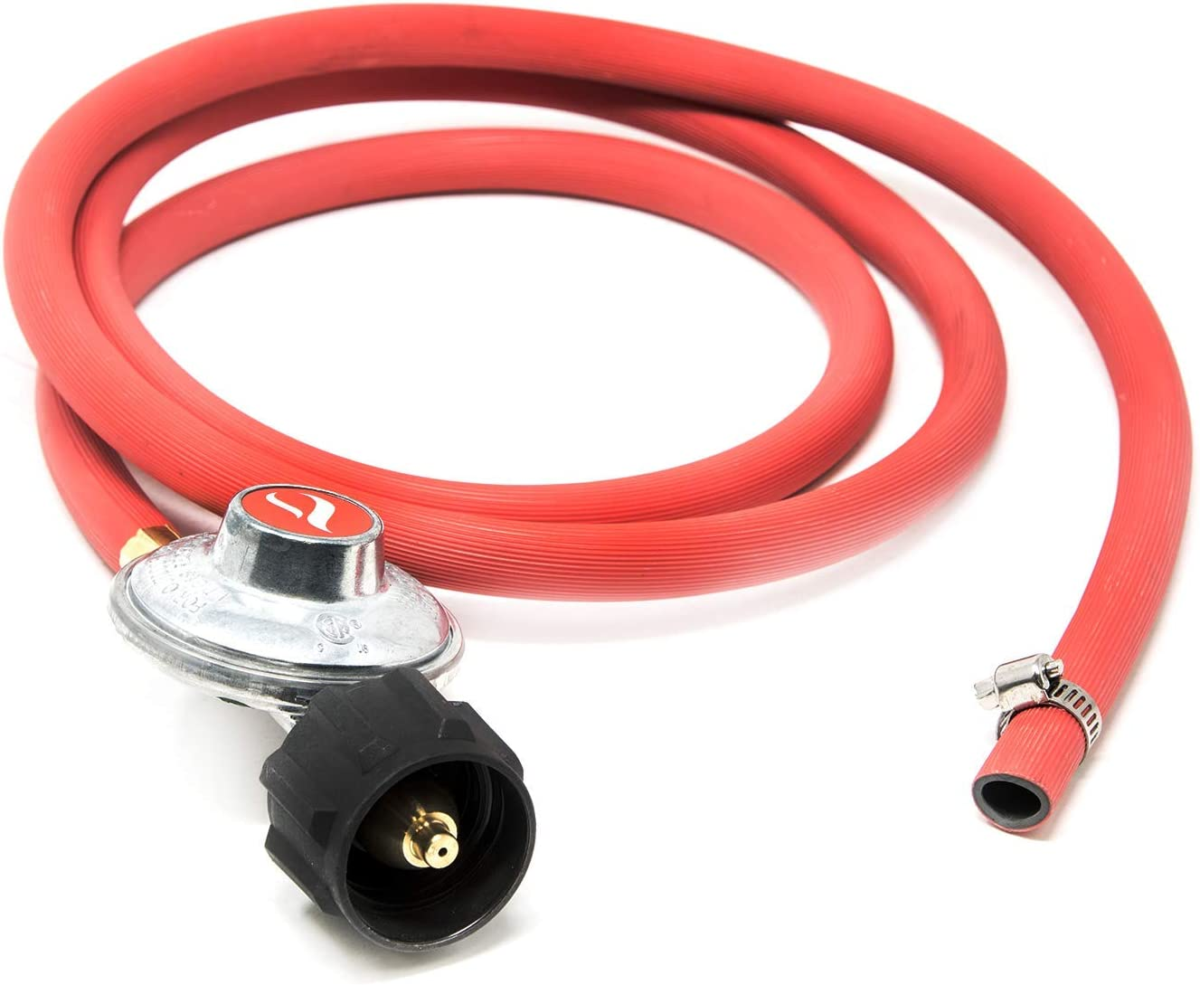 Gas One 2102 New Improved 6 Ft Low Pressure Propane Regulator and Hose Connection Kit for LP/LPG Most LP/LPG Gas Grill, Heater and Fire Pit Table,Brown/A image number 3