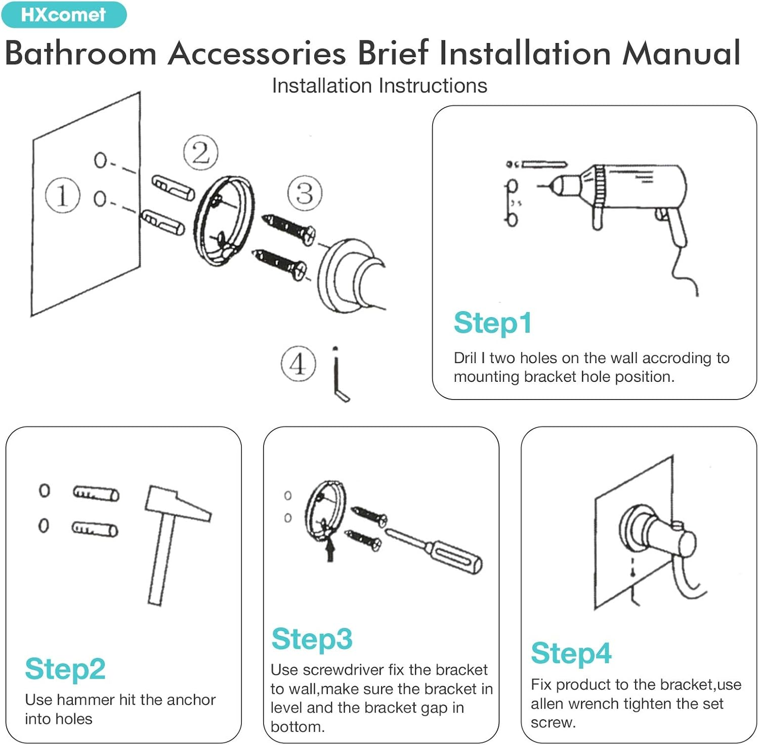 Hxcomet 16Inch Towel Rail Wall Mounted, Towel Stands, Towel Holder Screw Mounting Small Towel Rail for Bathroom and Kitchen SUS 304 Stainless Steel Brushed Finish,Silver/40Cm image number 5