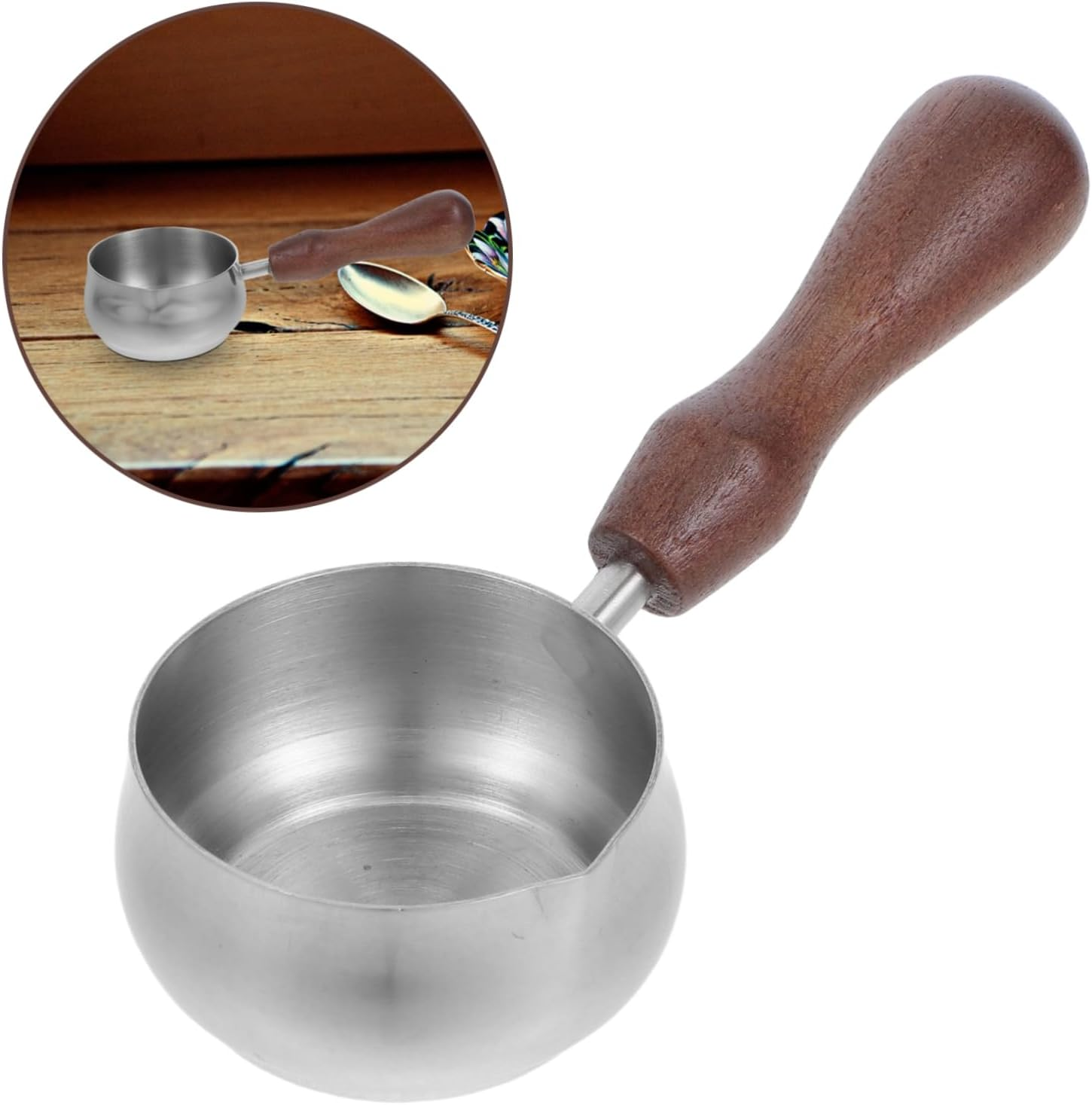 OKUMEYR Stainless Steel Extraction Cup Wooden Handle for Small Espresso Cups for Coffee Accessories and Tea Scoop Use in Kitchen image number 6