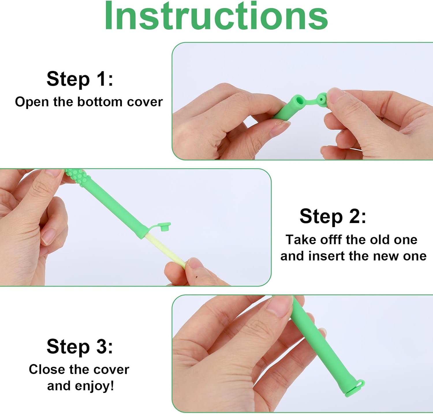 Lasuroa 3Pcs Chewable Breather Quit, 3 Colors Silicone Chewable Breather Stick with Essential Oil Portable Essential Oil Stick Stop Smoking for Aromatherapy on the Go Natural Focus image number 4