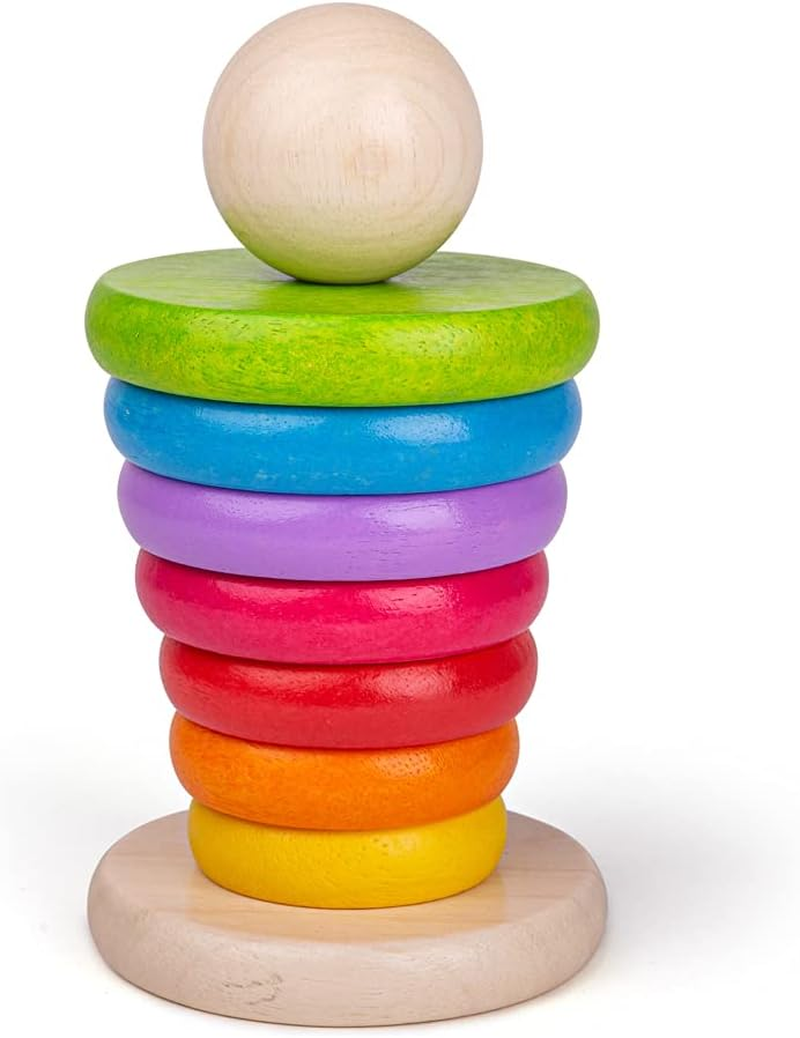 Bigjigs Toys, My First Rainbow Stacking Toy, Wooden Toys, Baby Toys, Wooden Stacking Toys, Ring Stacker, Toddler Toys, Wooden Toys for 1 Year Olds image number 4