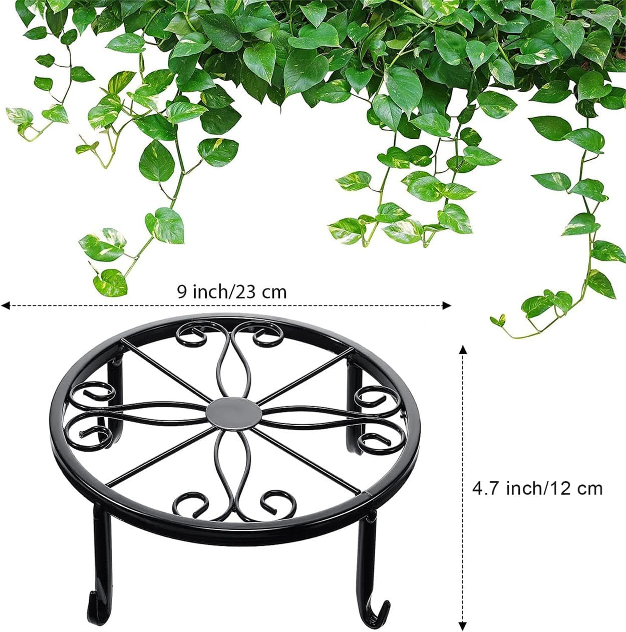 TOMVAES 4 Pack Metal Plant Stand, Heavy Duty Black Iron Potted Stand Holder, Indoor Outdoor Plant Holder Support Rack for Planter Flowerpot Patio Garden image number 6