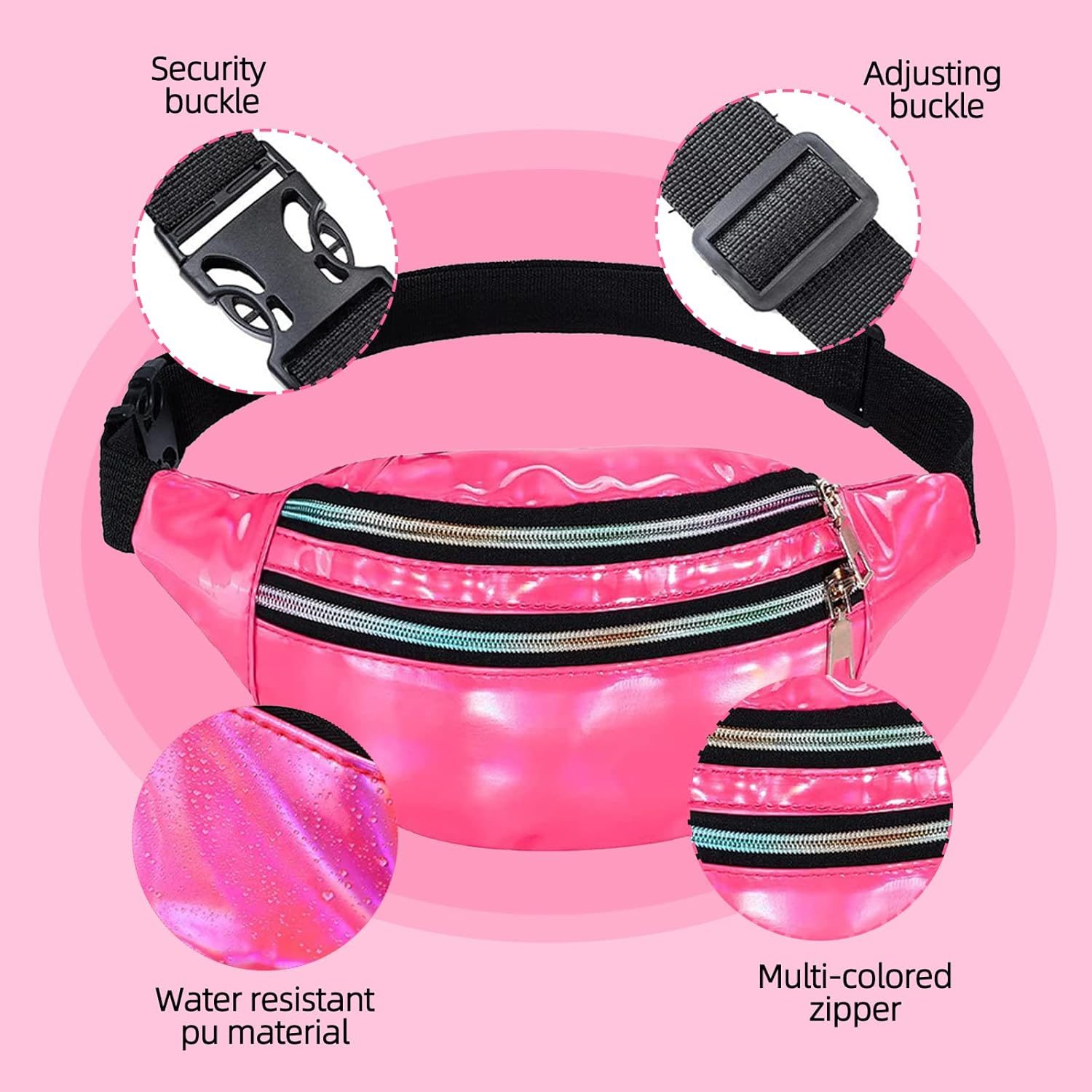 80S Women Neon Leg Warmers Headband Wristbands Holographic Fanny Pack Sport Accessories Set for 80S Eighty'S Party Yoga image number 4