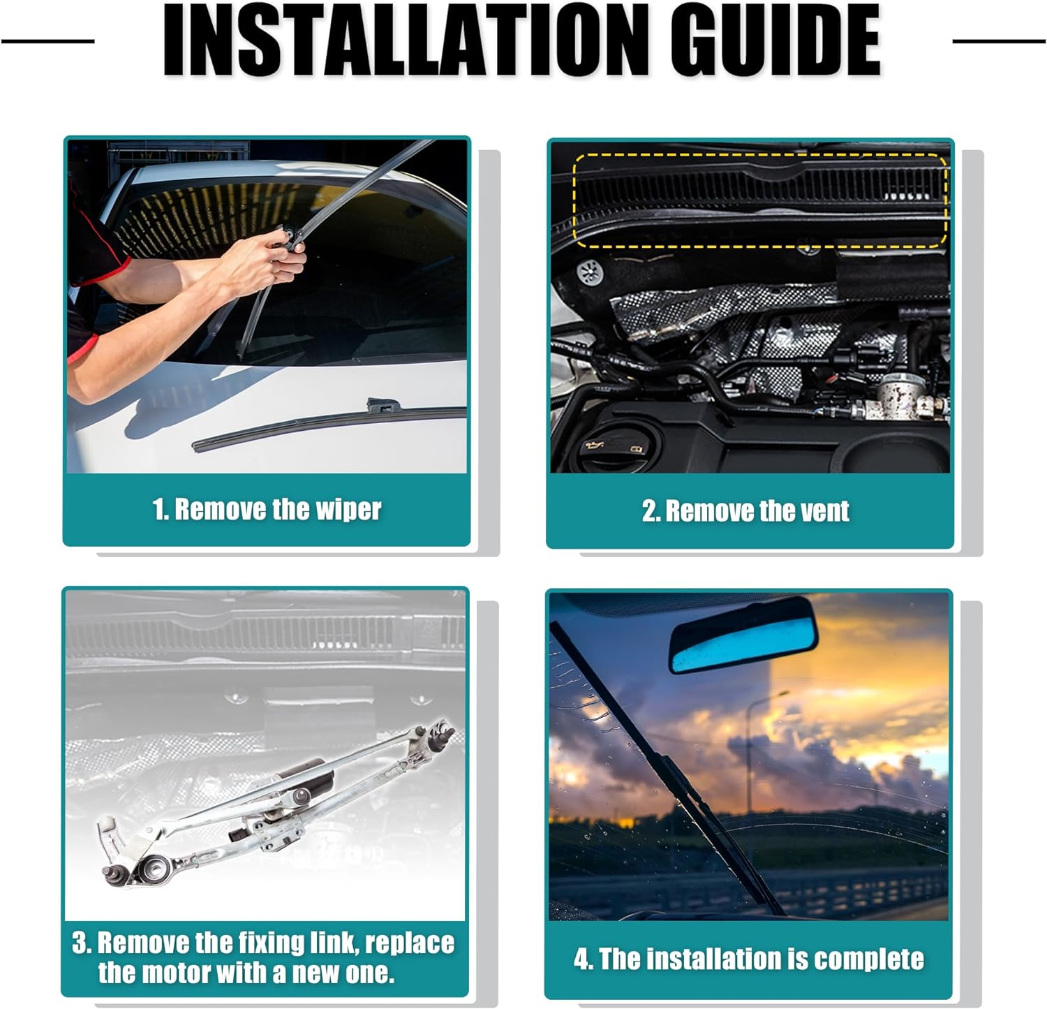 Uxcell 1 Set Car Windshield Wiper Motor Replacement No.1C0955119 for Volkswagen Beetle 1998-2010 image number 2