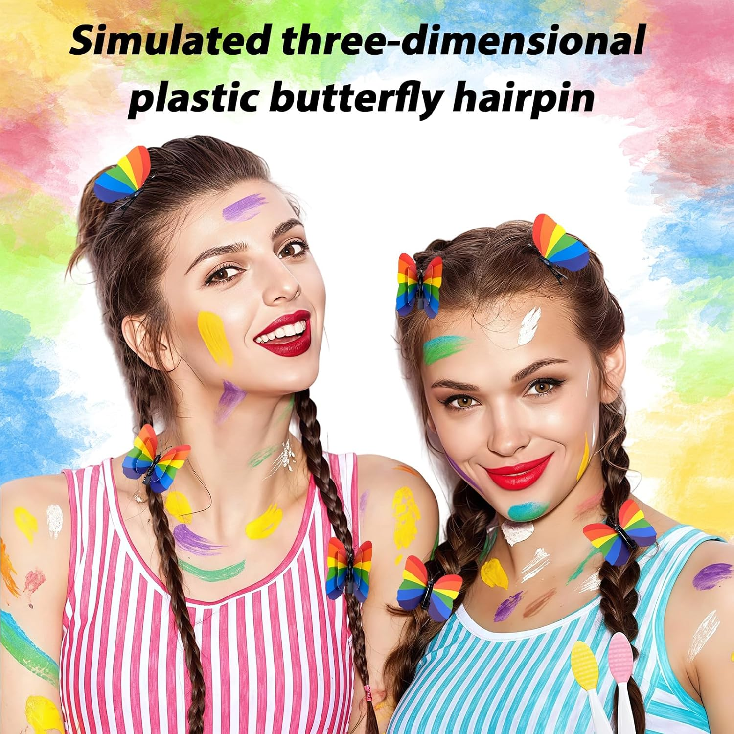 LUMOOM Pack of 8 Butterfly Hair Clips, Hair Accessories Butterfly Hair Clip with Foldable Wings, Rainbow Butterfly Clips, Hair Accessories for Children, Girls, Women