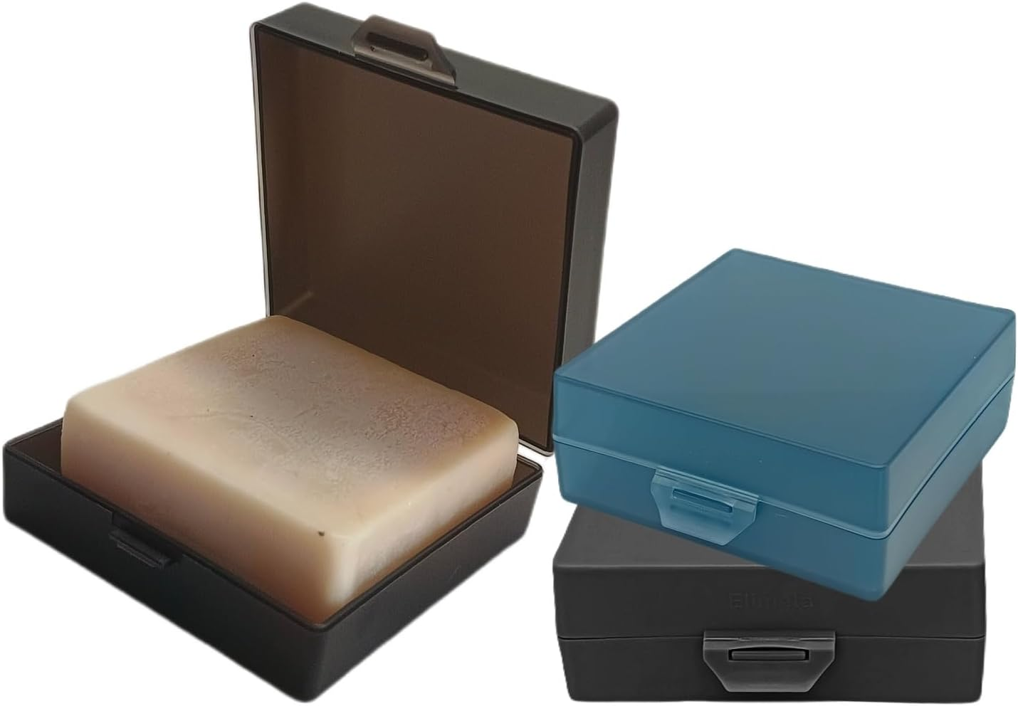 Travel Soap Container Square, 2Pcs Clear Soap Box Holder Portable Storage Rack for Camping Shower Gym Outdoor Hiking Bathroom Square Soap Dish (3, 3.4Inch)