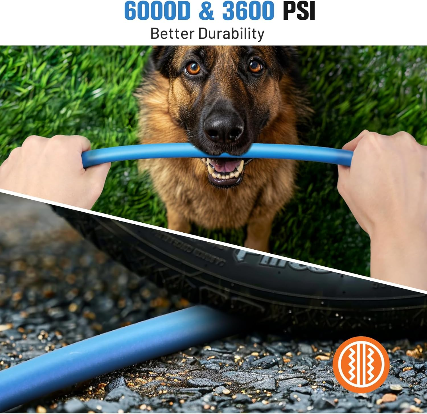 Ampvolts 15M Kink-Resistant Pressure Washer Hose &ndash; 250Bar / 3600 PSI, Super Flexible Replacement Hose for Karcher K2 K3 K4 K5 K6 K7 Series, All-Weather Use, Blue image number 1