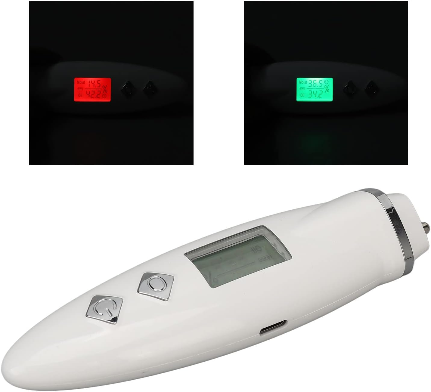 Skin Moisture Analyzer, Portable Water Oil Tester for Skin Care, Face Skin Sensor Tester with 3 Color Indicator Light, Face Moisture Water Analyzer for Home Beauty Salon image number 4