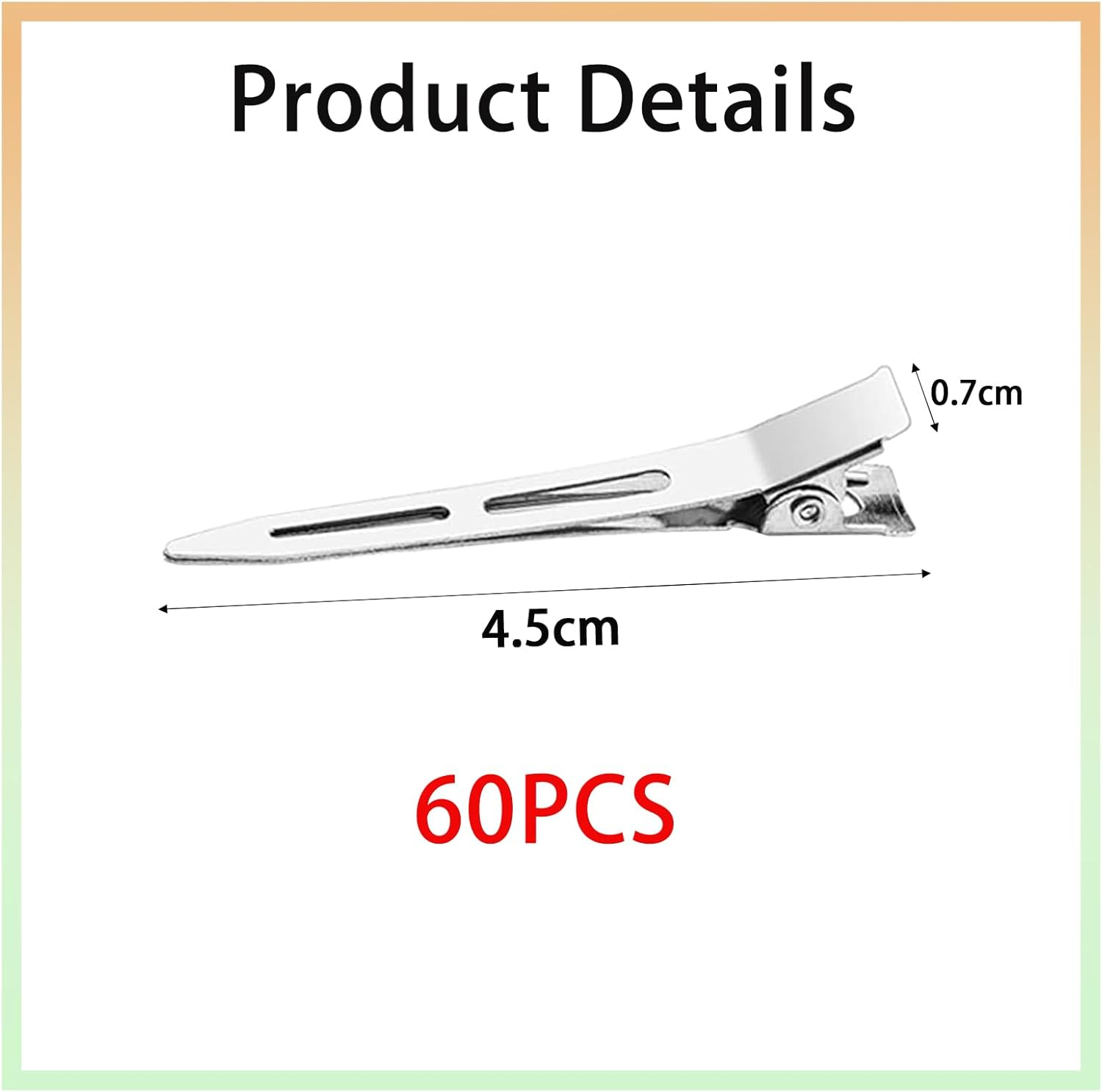 60Pcs 4.5Cm Duckbill Mouth Clips Alligator Clips, Duck Bill Hair Clips Metal Alligator Curl Clips with Holes, Duck Bill Clips Hairdressing Salon Hair Grip image number 2