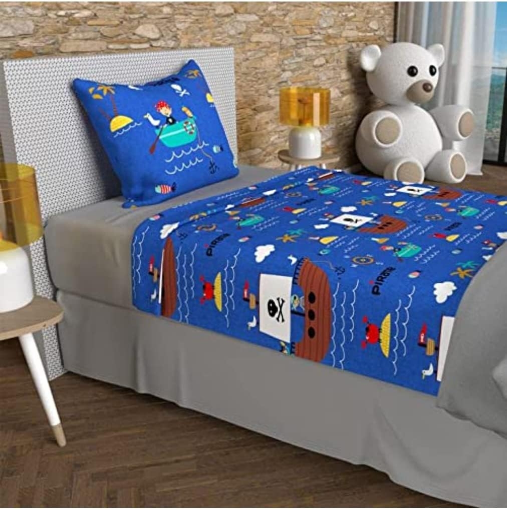 Soleil D'Ocre, Bedding Set 180 X 290 Cm Pirates Blue 100% Cotton 57 Threads/Cm&sup2; image number 2
