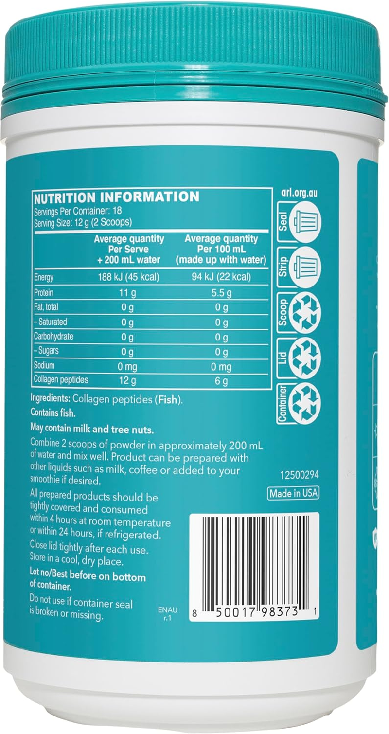 VITAL PROTEINS Marine Collagen Powder, Unflavoured, 12G Collagen Peptides per Serve, 1 Simple Ingredient (221G)