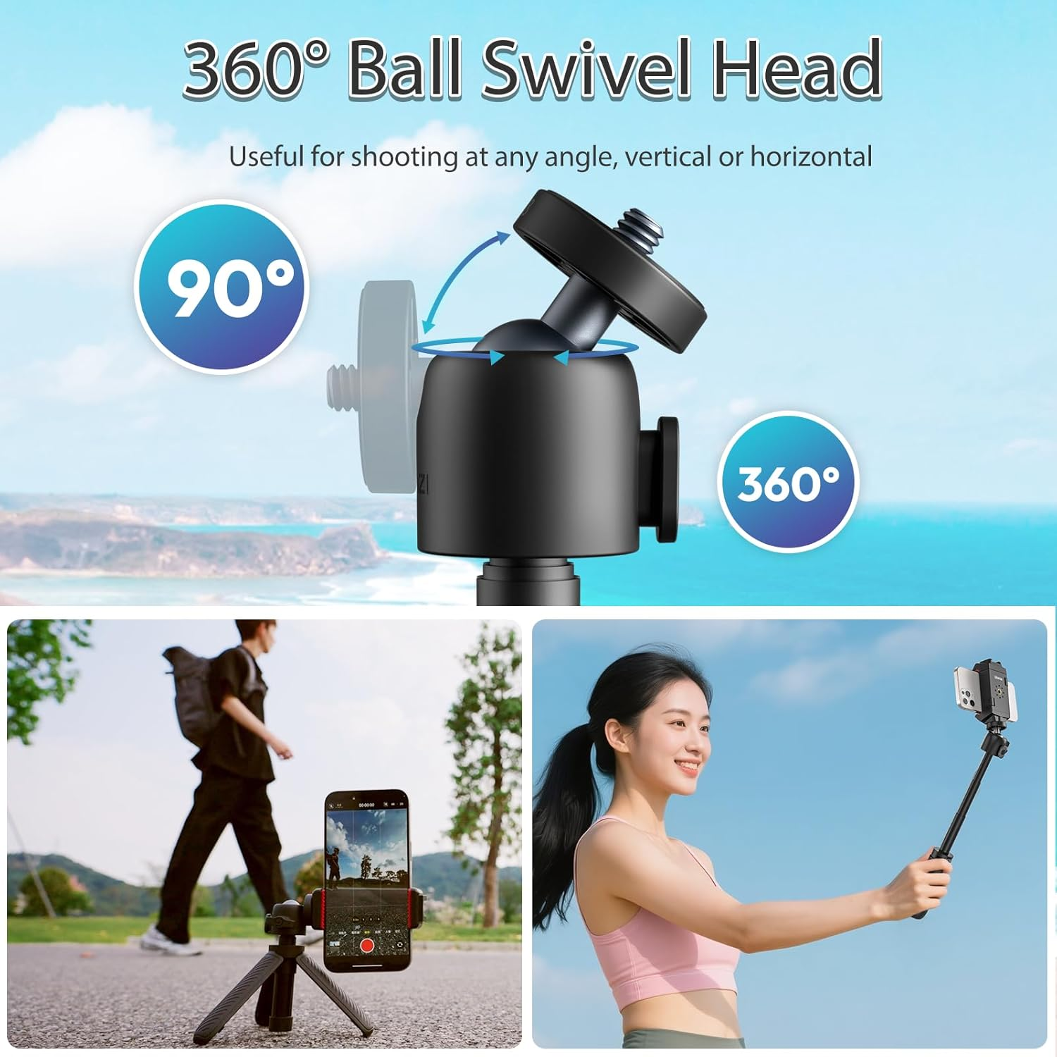 ULANZI MT88 Clipmate Camera Tripod, Selfie Stick W Velcro Strap & Action Camera Adapter, Mini Tabletop Tripod W Cold Shoe, Travel Tripod for Iphone Series & Action Cam, DJI Pocket3,Insta 360 X5 image number 3