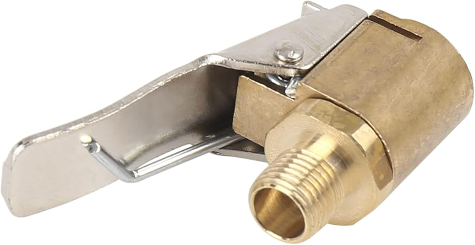 X AUTOHAUX Tire Chuck with Clip Adapter Air Chuck Tire Inflator Compressor Pump Connect Accessories Gold Tone for Vehicle