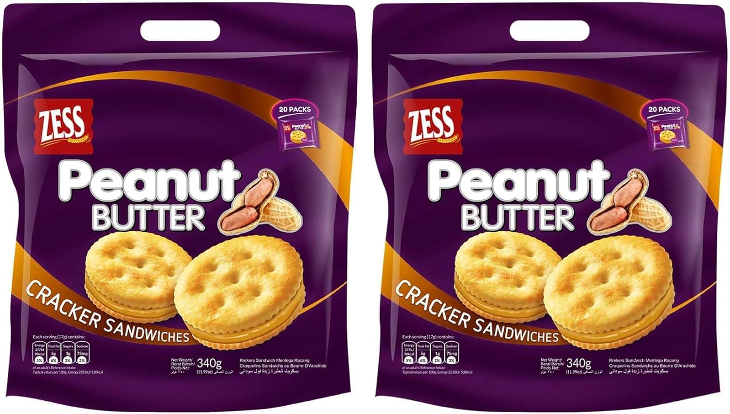 Zess Super Ring Cheese Cracker 75G - 340 G (Pack Of 2), Peanut Butter Cracker 340G