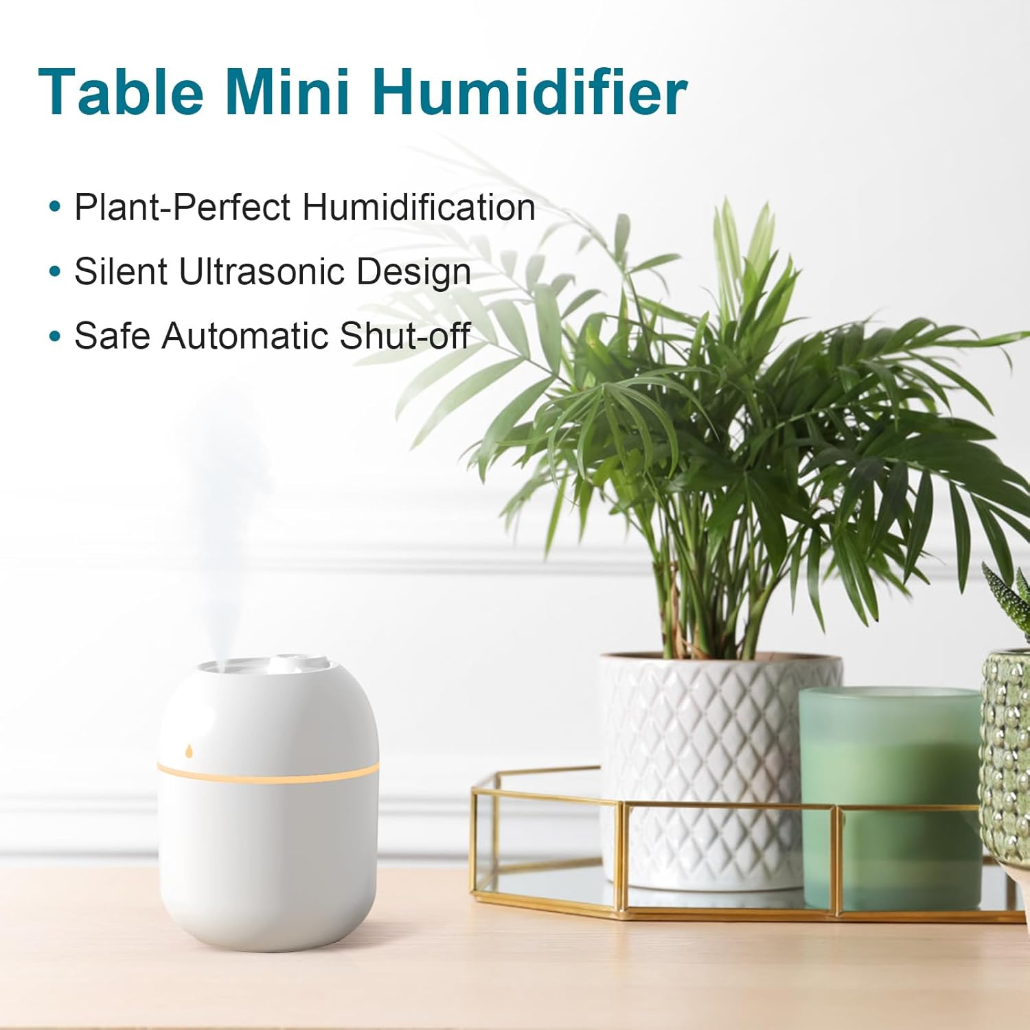 Portable Small Humidifier, USB Personal Desktop Humidifier for Car, Office Room, Bedroom, Auto Shut-Off, 2 Mist Modes, Super Quiet(220Ml, White) - Pink image number 5