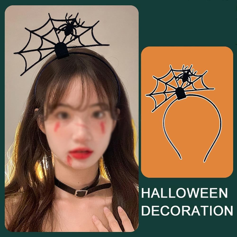 OHEETU Halloween Hair Bands Set Witch Hat and Spider Web Hair Accessories for Cosplay Masquerade Costume Party 2 Pieces image number 4