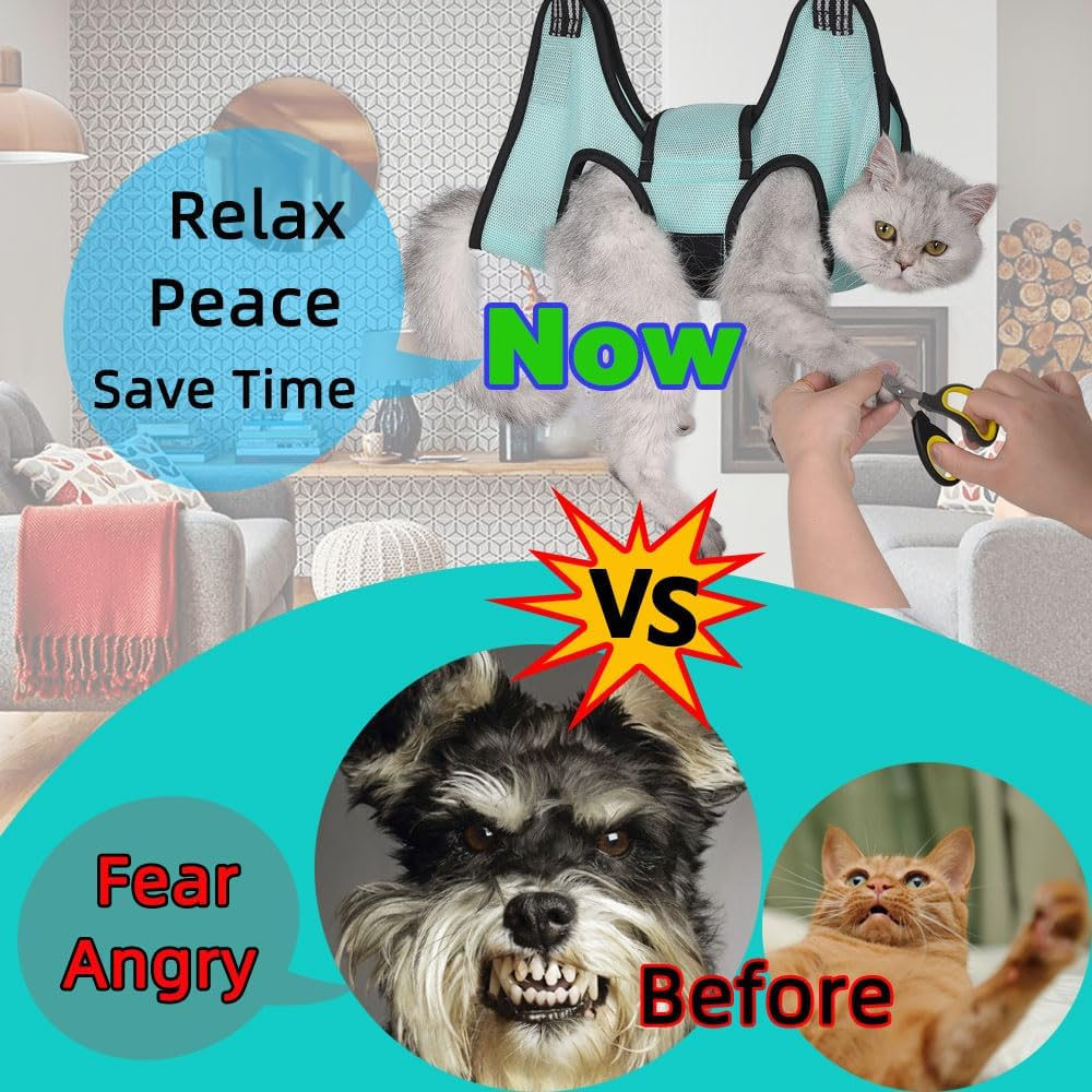 JDMYCYCQXF Cat Grooming Hammock Harness, Cat Holder for Grooming with Cat Nail Clippers/Trimmer,Nail File (Size:Xs) image number 2