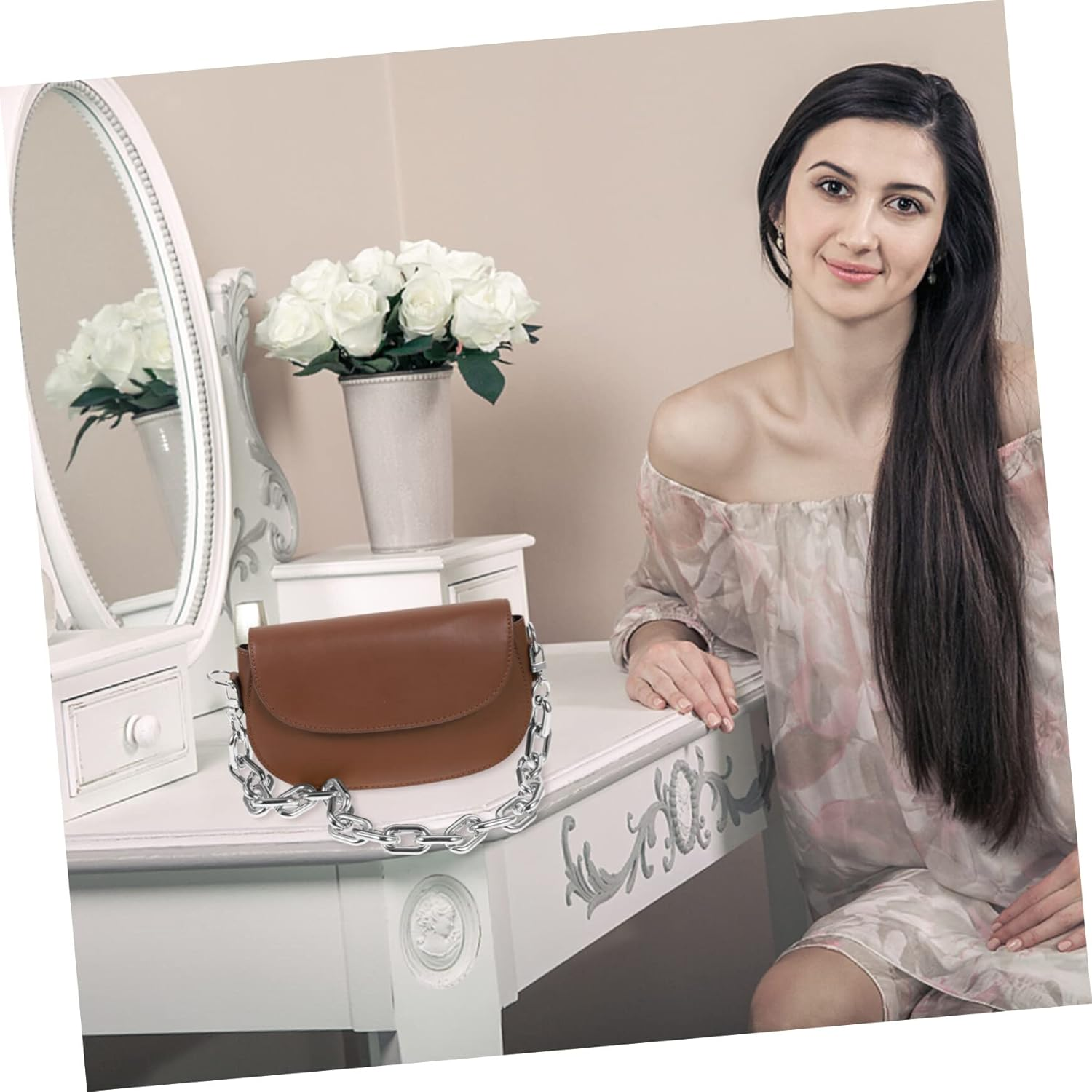 Abaodam Silver Bag Chain Strap Purse Chain Replacement Chunky DIY for Women Handbag image number 5