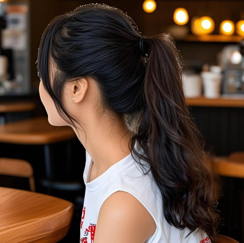 Fsfsdg 24 Pieces Black Ponytails Hooks Elastic Hair Ties Band Rubber Bands Holder Hair- Styling for Women Girls Suitable for Thick Thin Hair image number 1