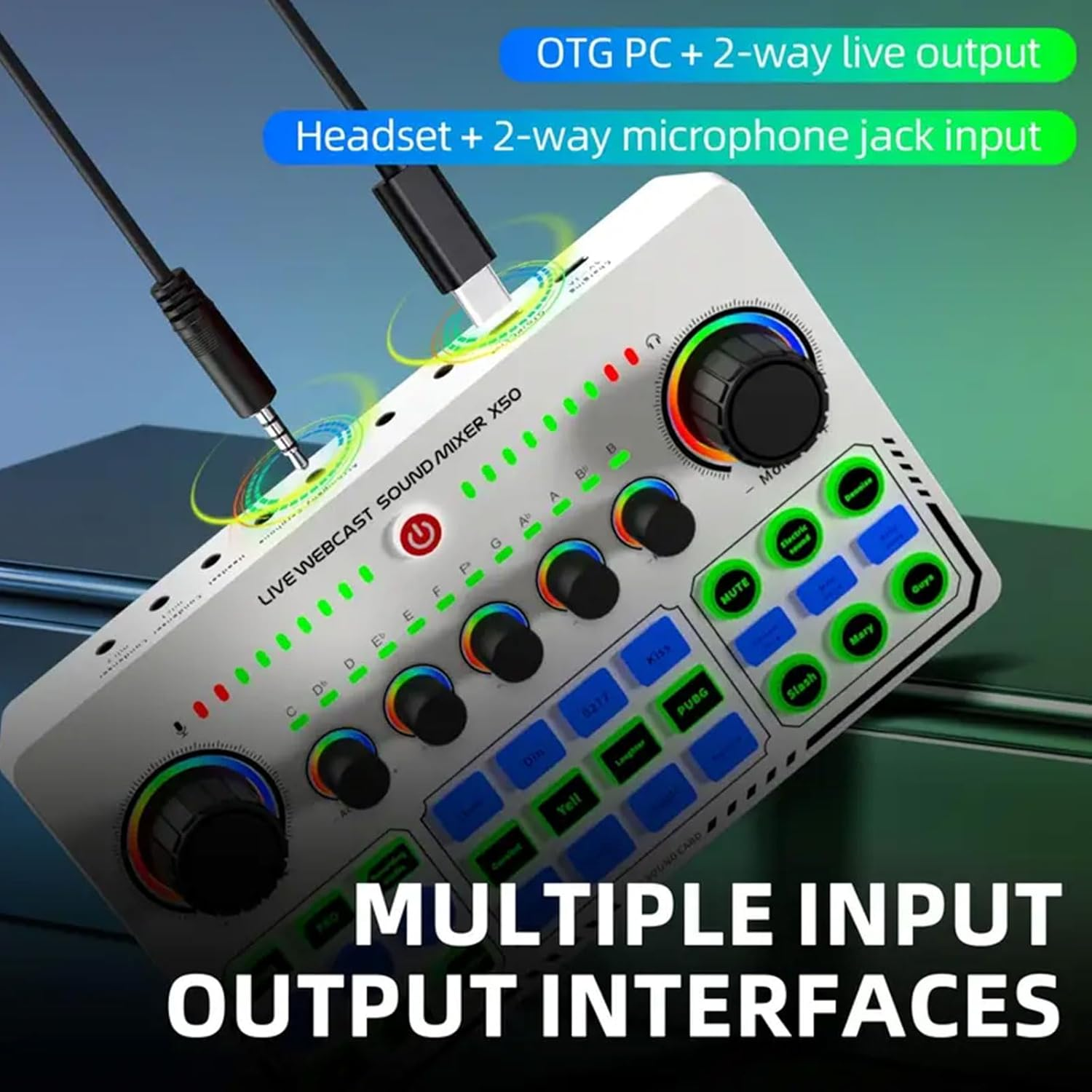 Annuoyi Professional Audio Mixer,Sound Card Mixer,X50 Portable Audio Mixer with DJ Mixer Effects and Voice Changer for Singing/Pc Video Chat/Live Streaming/Broadcast/Karaoke image number 6