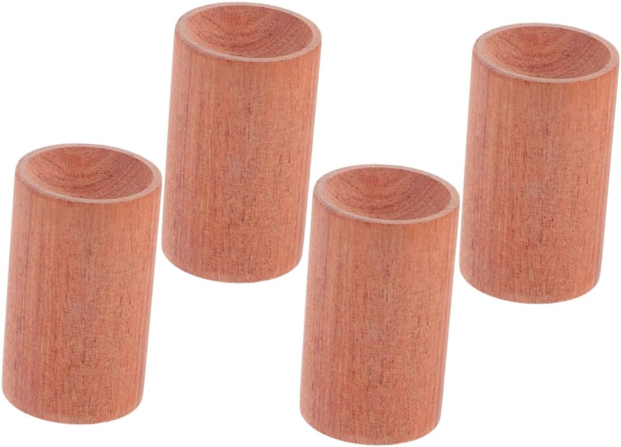 Baluue 4Pcs Natural Wood Aromatherapy Essential Oil Base Stands for Home Office round Cylinder Pedestals