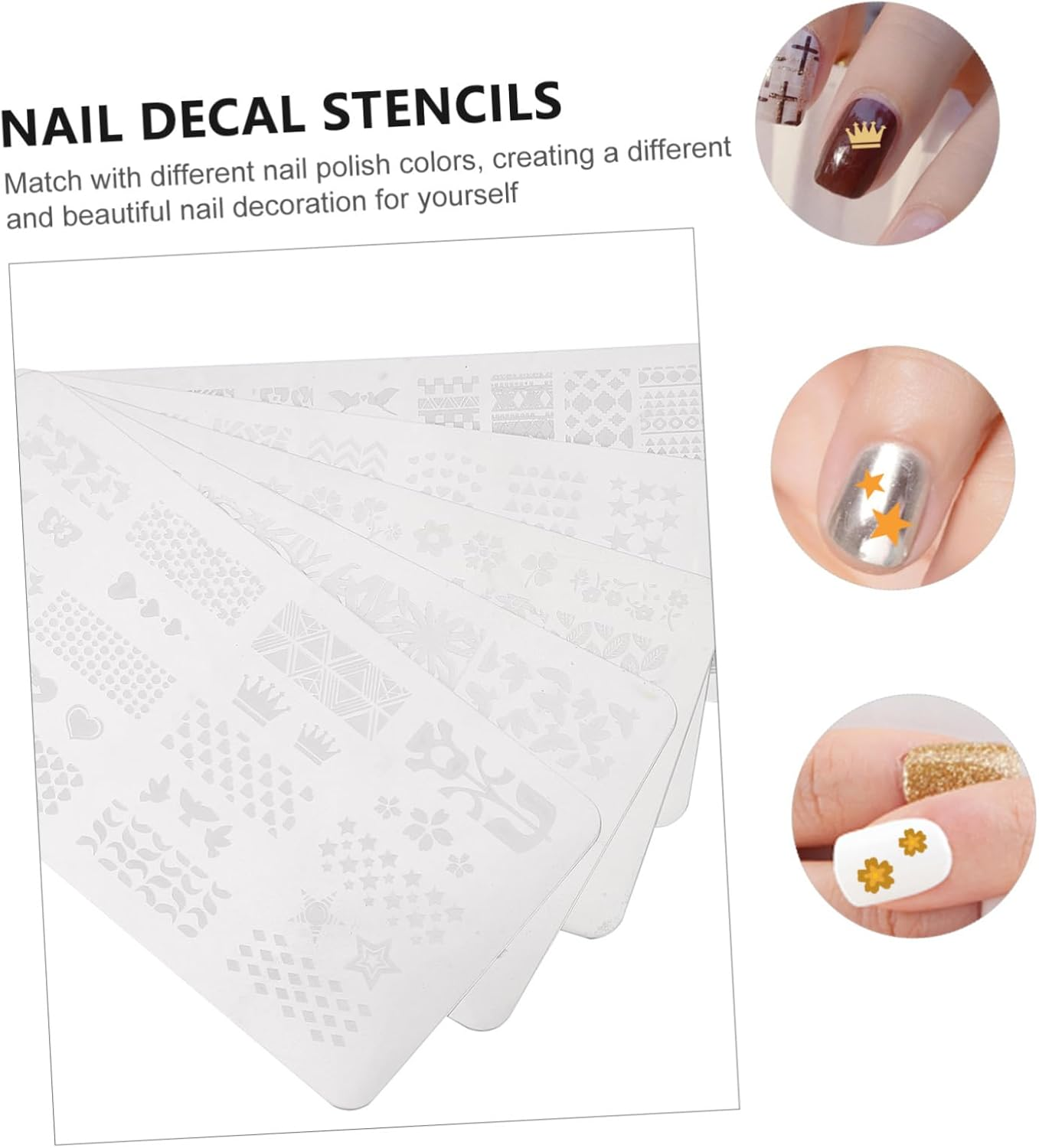 AUTSUPPL 5Pcs Nail Stamping Plates Kit Reusable Nail Art Stencils Templates for DIY Manicure Home Use with Variety Designs image number 2