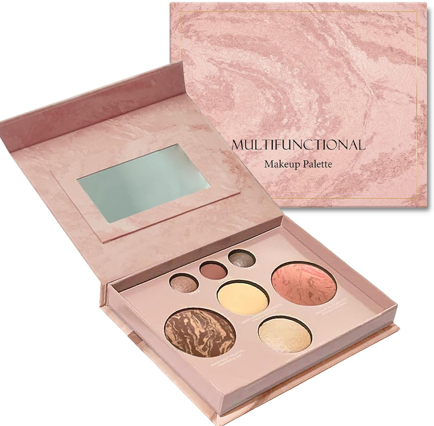 Baked Makeup Palette,Full Size Baked Palette - Includes Bronzer,Blush,2 Highlighters and 3 Eyeshadows,Multi-Purpose,Highly Pigmented,Long-Wearing image number 6